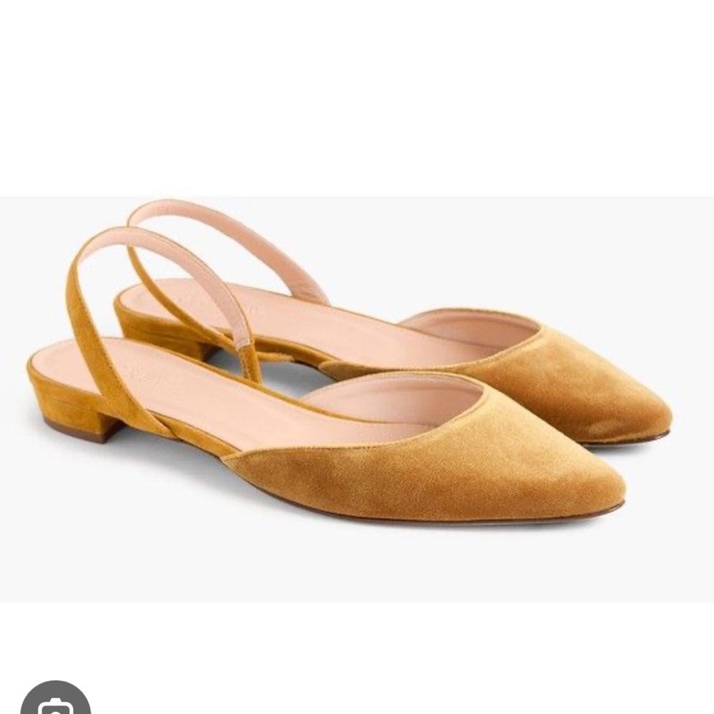J Crew Mustard Yellow Velvet Slingbacks Size 11